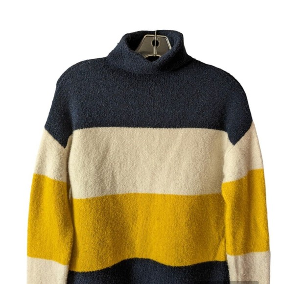 C & C California Women's Knit Wool blend Long Sleeve Turtleneck Sweater Striped - Picture 3 of 13